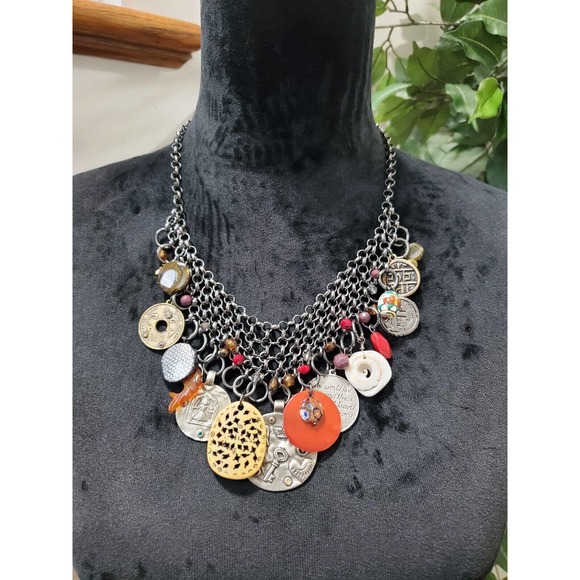 Unbranded Jewelry - Women's Pewter Multilayer Chain & Multicolor Coins Kirdan Fashion Necklace